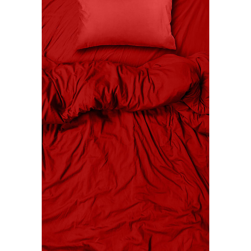  Ensemble de draps en rayonne de bambou Hotel Quality, Simple + 2 taies d'oreiller, Rouge