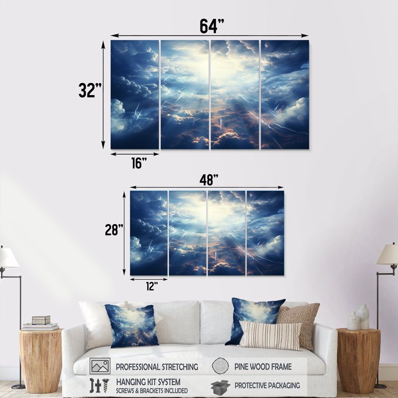 Etheral Storm Sky - Sky, art mural 4 pièces, H 28 po x l 48 po