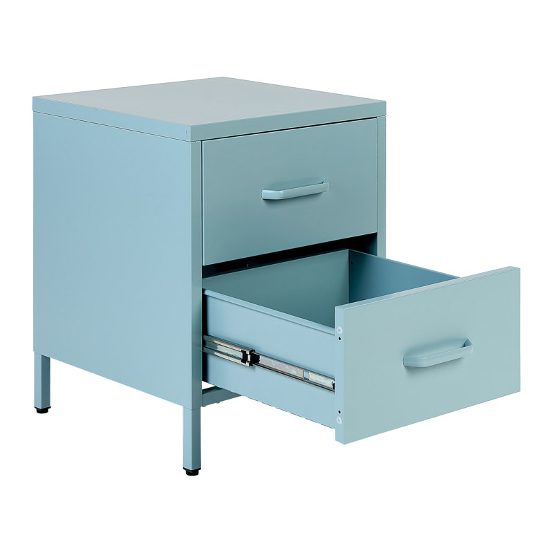 Kymarie 43cm W Steel Bedside Table, Light Blue