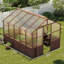 Ensemble de serre de 8 x 10 pi, serres en bois avec panneau en polycarbonate de 6 mm, serre avec évent réglable et porte verrouillable, serre pour l'extérieur, jardin, cour