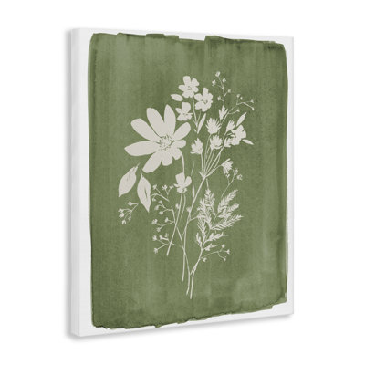 Fleurs sauvages sur toile vert olive, design par Stephanie Ryan