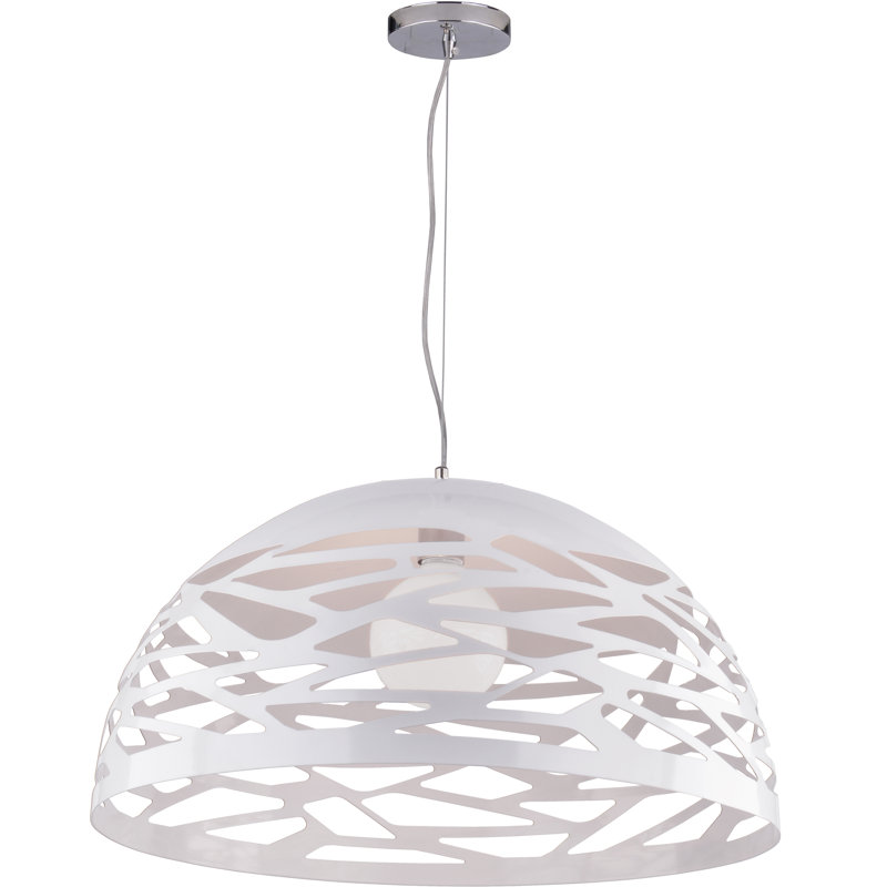 Luminaire suspendu en forme de dôme 1 lumière Wogina, Blanc mat