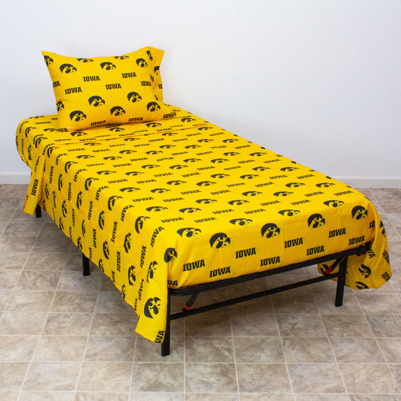 NCAA Sheet Set, King Sheet Set + Fitted Sheet + Pillowcase, Iowa