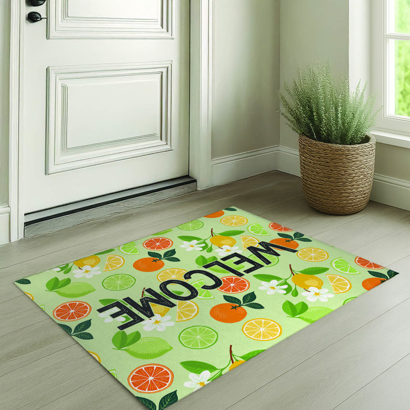 Paillasson Sunny Citrus Welcome, Vert, L 36 po x L 60 po
