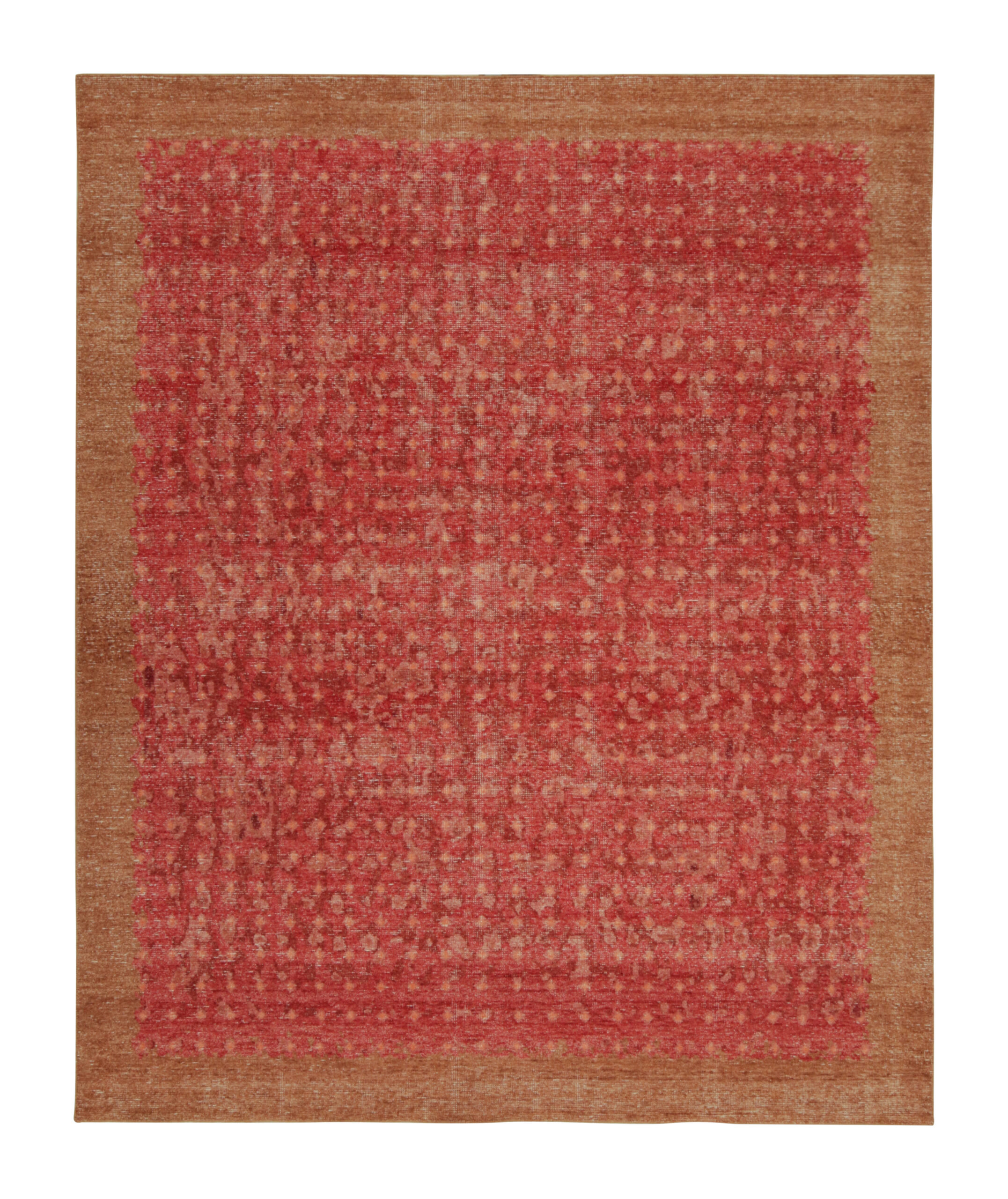 Red Square Rug Texture Rug & Kilim’s Distressed style Transitional rug in Red Geometric ...