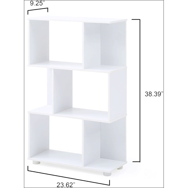 Modern Staggered 3-Shelf Manor Bookcase