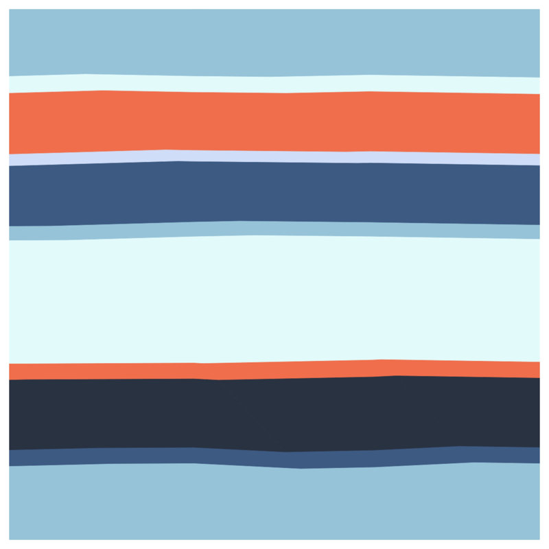 Blue Orange Stripes Canvas Gallery Wrap in Many Sizes, 12 x 12 inches