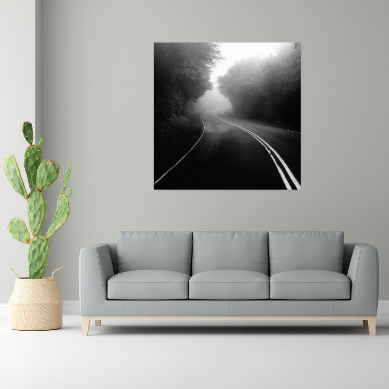 Route de montagne, paysage contemporain abstrait, art naturel, H 48 po x l 48 po