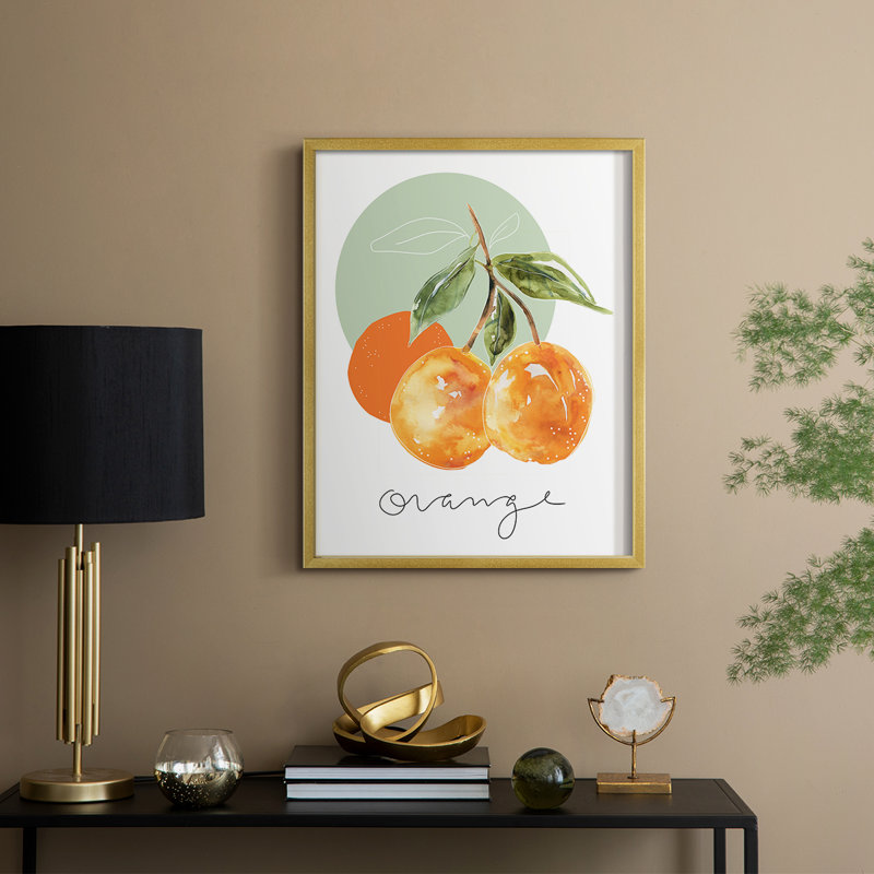 Orange Framed Print - Solid Wood, 21" H x 17" W, Gold