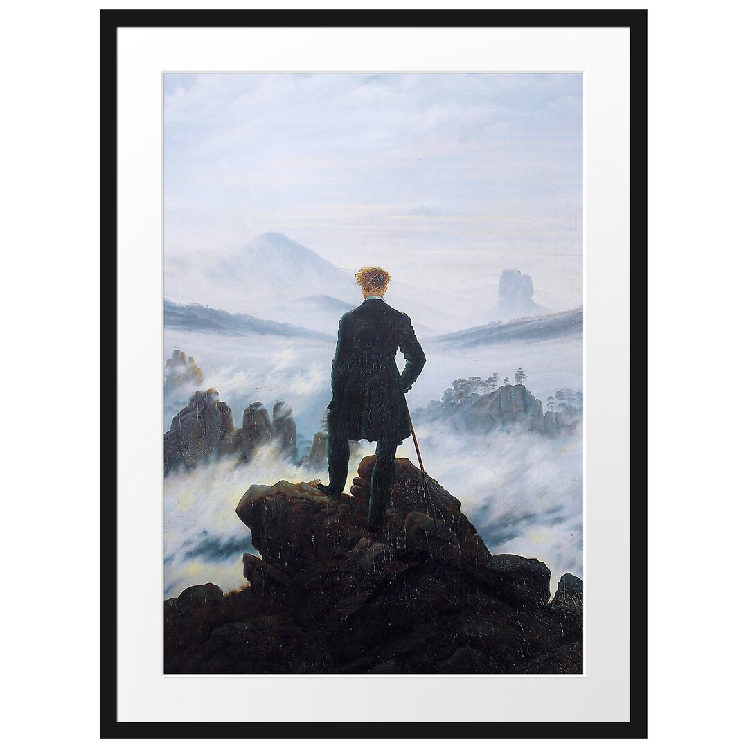 Gerahmter Grafikdruck Wanderer Above the Sea of Fog von Caspar David Friedrich