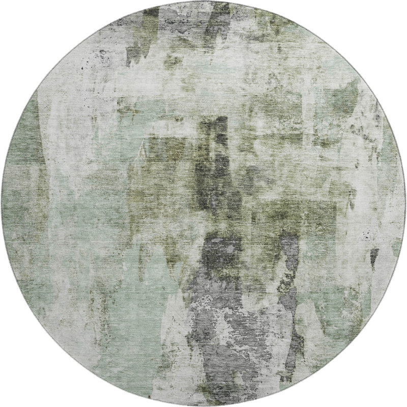 Premium Machine Washable Dahl AMF1076 Abstract Rug, Round 8'