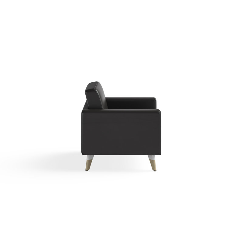Ensemble de réception 3 pièces avec causeuse et chaises longues Resi, Cuir noir, Noir