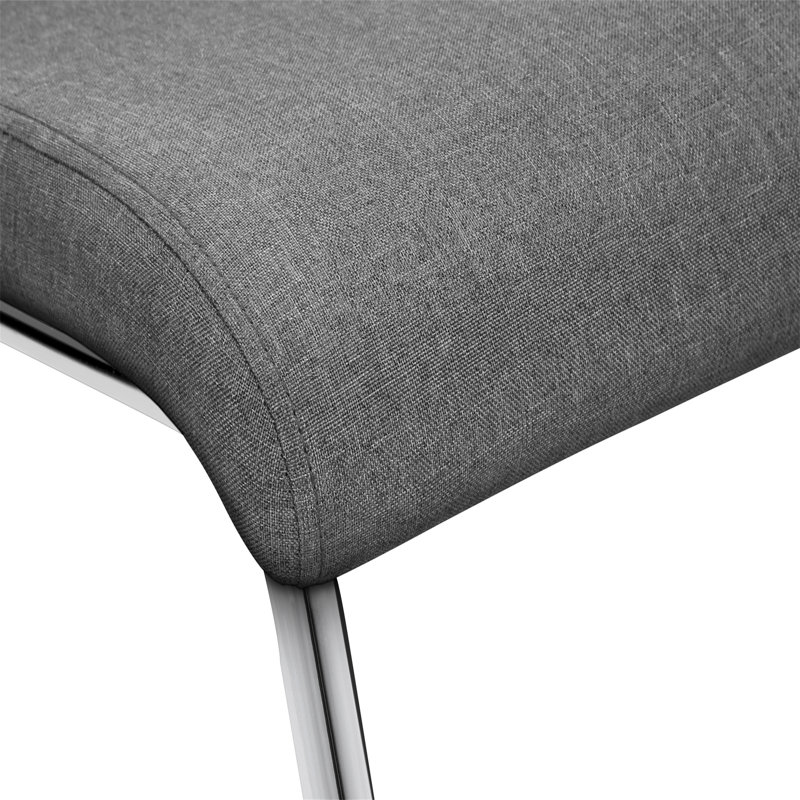 Gray Velvet Upholstered Dining Chair with Silver Metal Legs, Set of 2