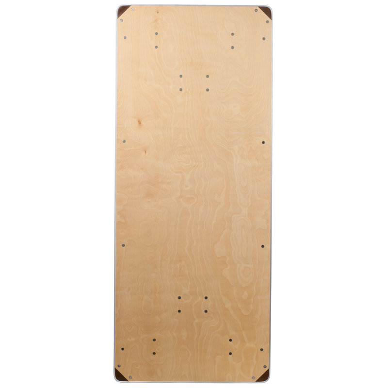Heavy Duty Silver Metal and Birchwood Folding Banquet Table