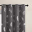 2‑Panel Blackout Curtains, Silver Foil Feather Print-1823014109-1823014099