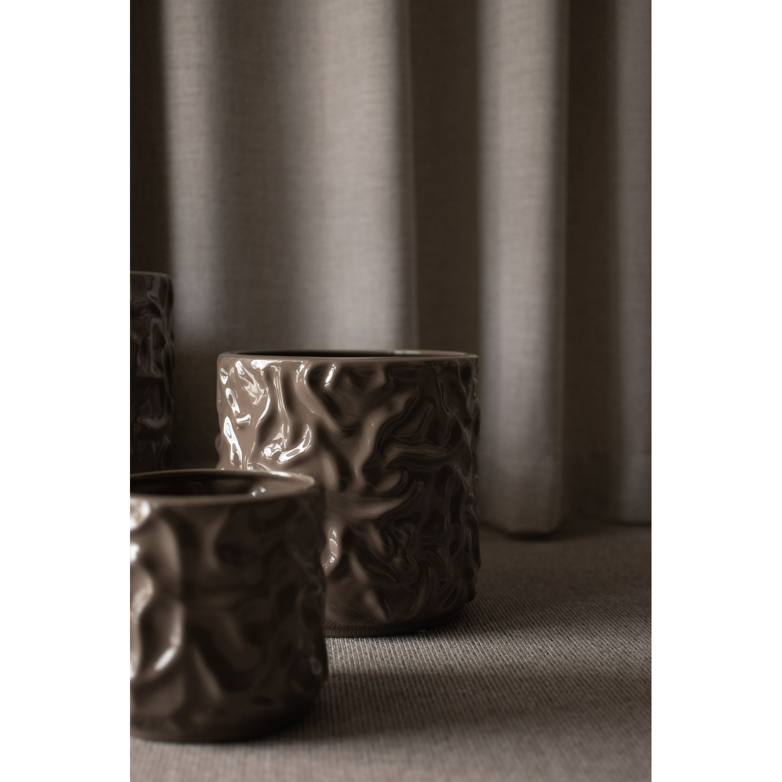 Ceramic Table Vase, 6.3" H x 4.75" W x 4.75" D, Greige
