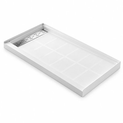 Receveur de douche 122 x 91 cm avec bonde centrale, fond texturé antidérapant et couvercle de bonde en acier inoxydable SS304