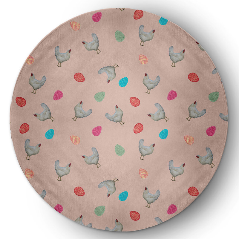 Chenille Abstract Indoor Rug, Round 5'