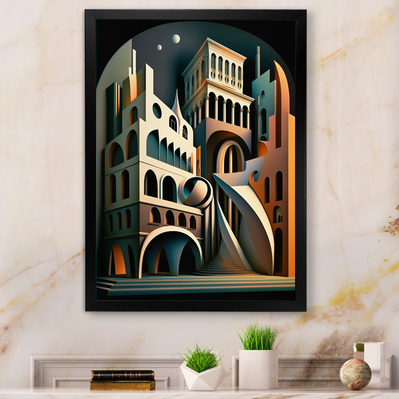 «Geometric Graffiti II», reproduction sur toile, Impression noire sur toile encadrée, L 12 po x H 20 po