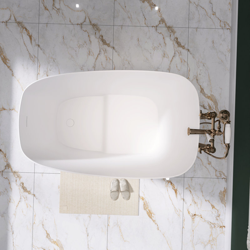 51.18'' x 28.9'' Freestanding Soaking Solid Surface Bathtub