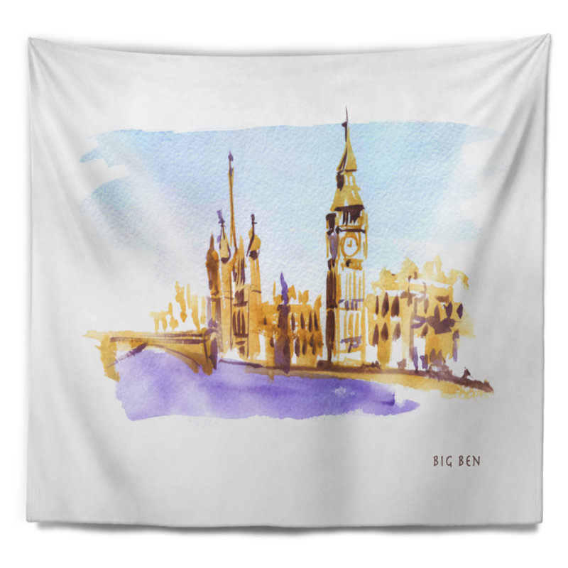 Cityscape painting london illustration illustration tapisserie, H 50 po x l 60 po