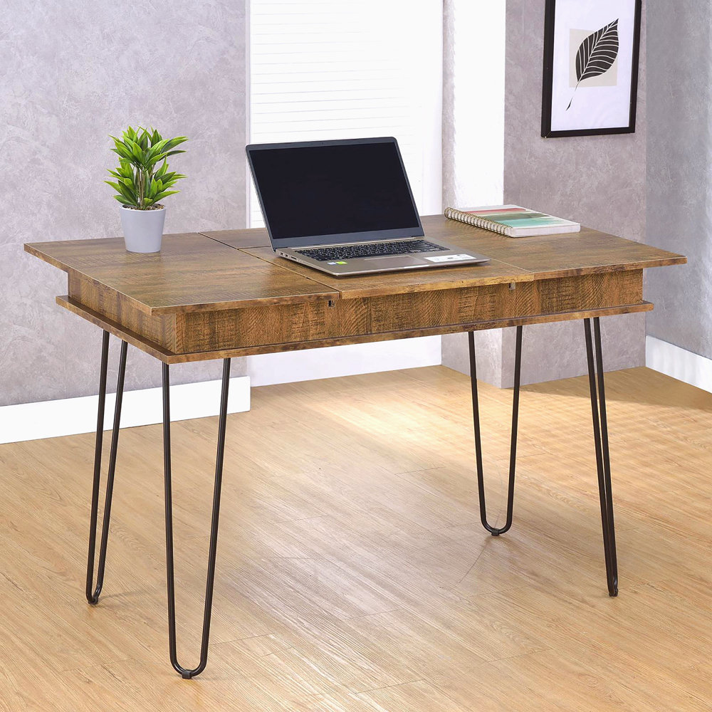 George Oliver Rustic Amber Writing Desk With 4 Hidden Storages ...
