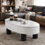 Table basse Mid-Century moderne avec plateau en faux marbre et tiroir de rangement caché