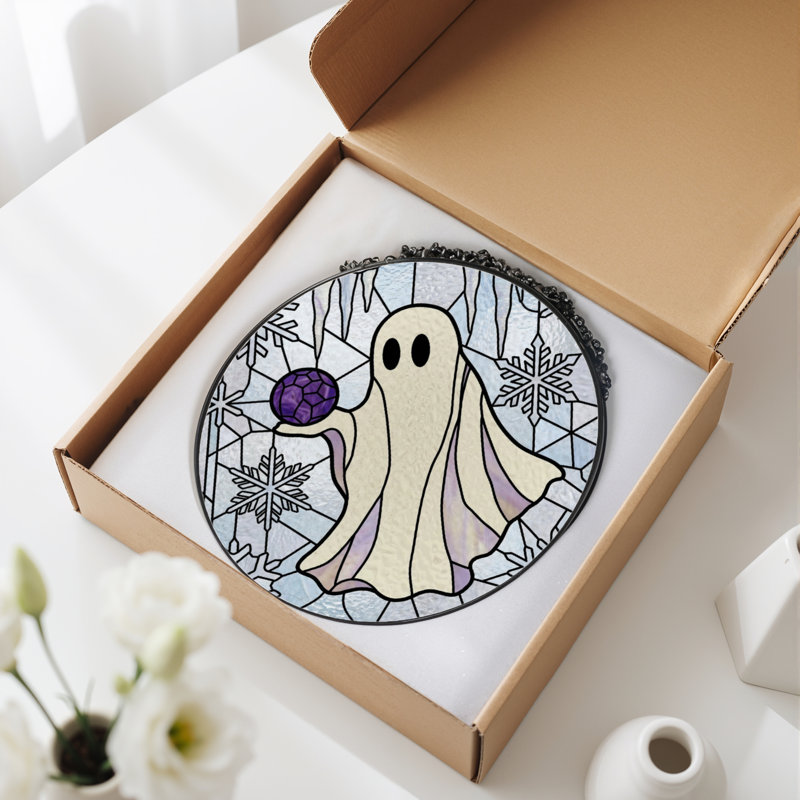 Vitrail de fenêtre en verre coloré 12 "H Ghost