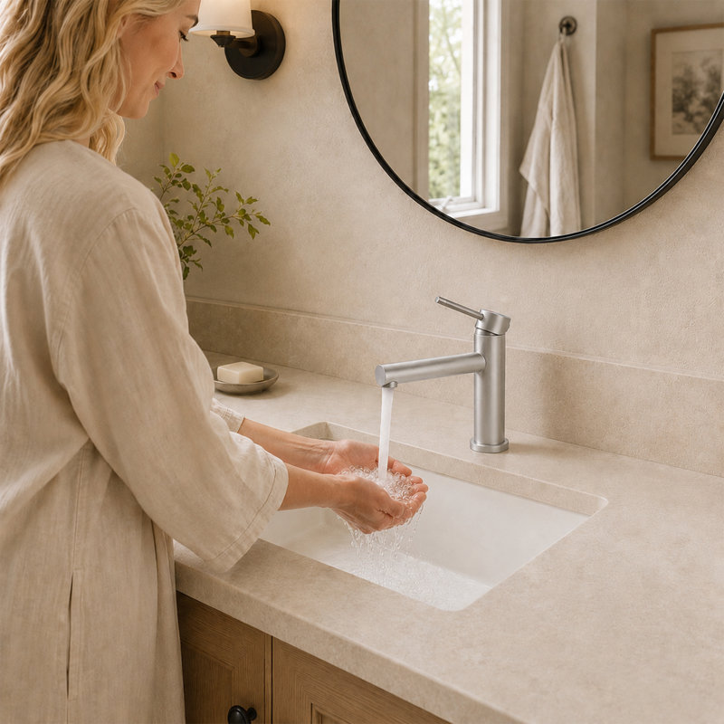 Veil  Single-Hole Single-handle Bathroom Faucet with Drain Assembly, Brushed Nickel