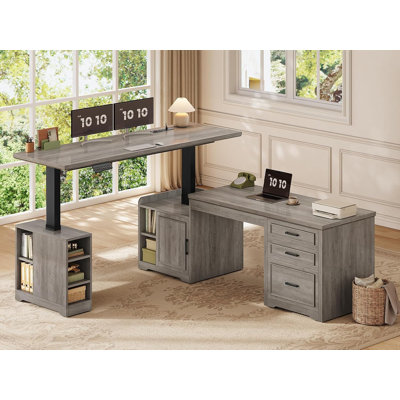 Farmhouse L Shaped Electric Standing Desk