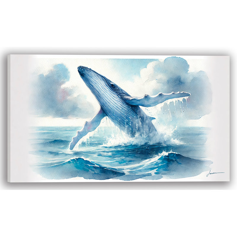 Impression sur toile majestueuse baleine à bosse, H 24 po x l 42 po