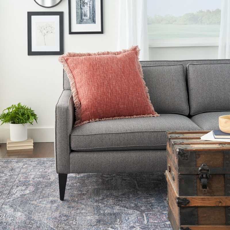 Rust Cotton Fringed 22" Square Throw Pillow