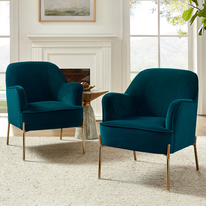 Cleo 26" Wide Contemporary Chair with Recessed Arms, Teal