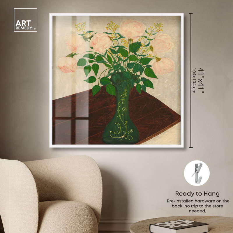 Table inclinée, impression botanique par Shadowbox, 41" H x 41" W, Blanc