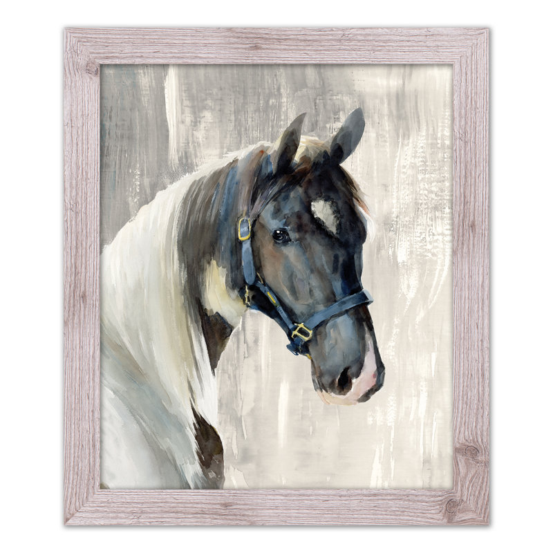 Cheval - peinture sur toile encadrée, Blanc
