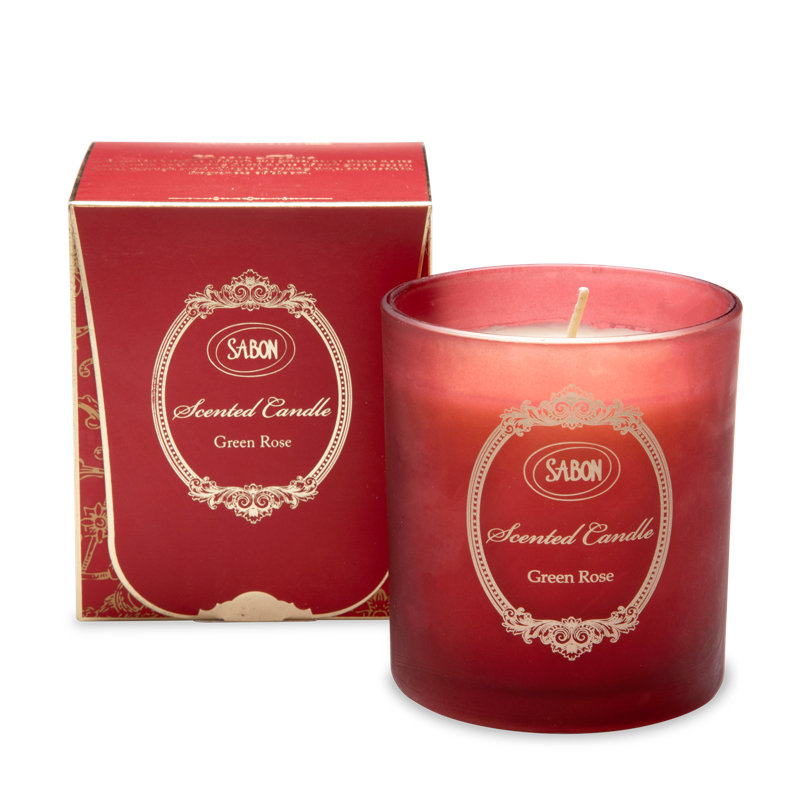 Candle Glass Green Rose 60gr, 25 oz.