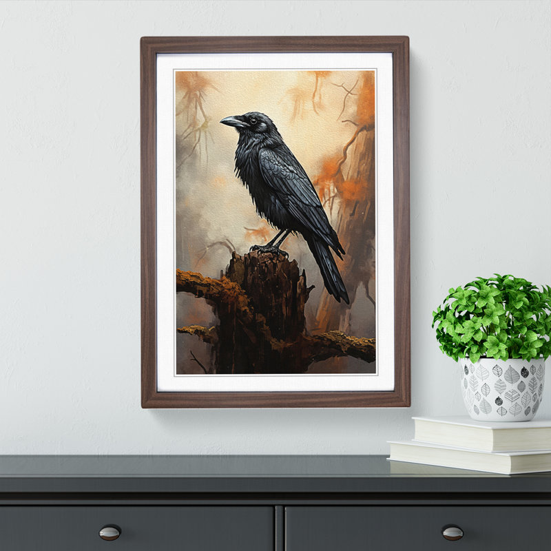 Single Picture Frame Print on Wood, Walnut Framed, 34cm H x 25cm W