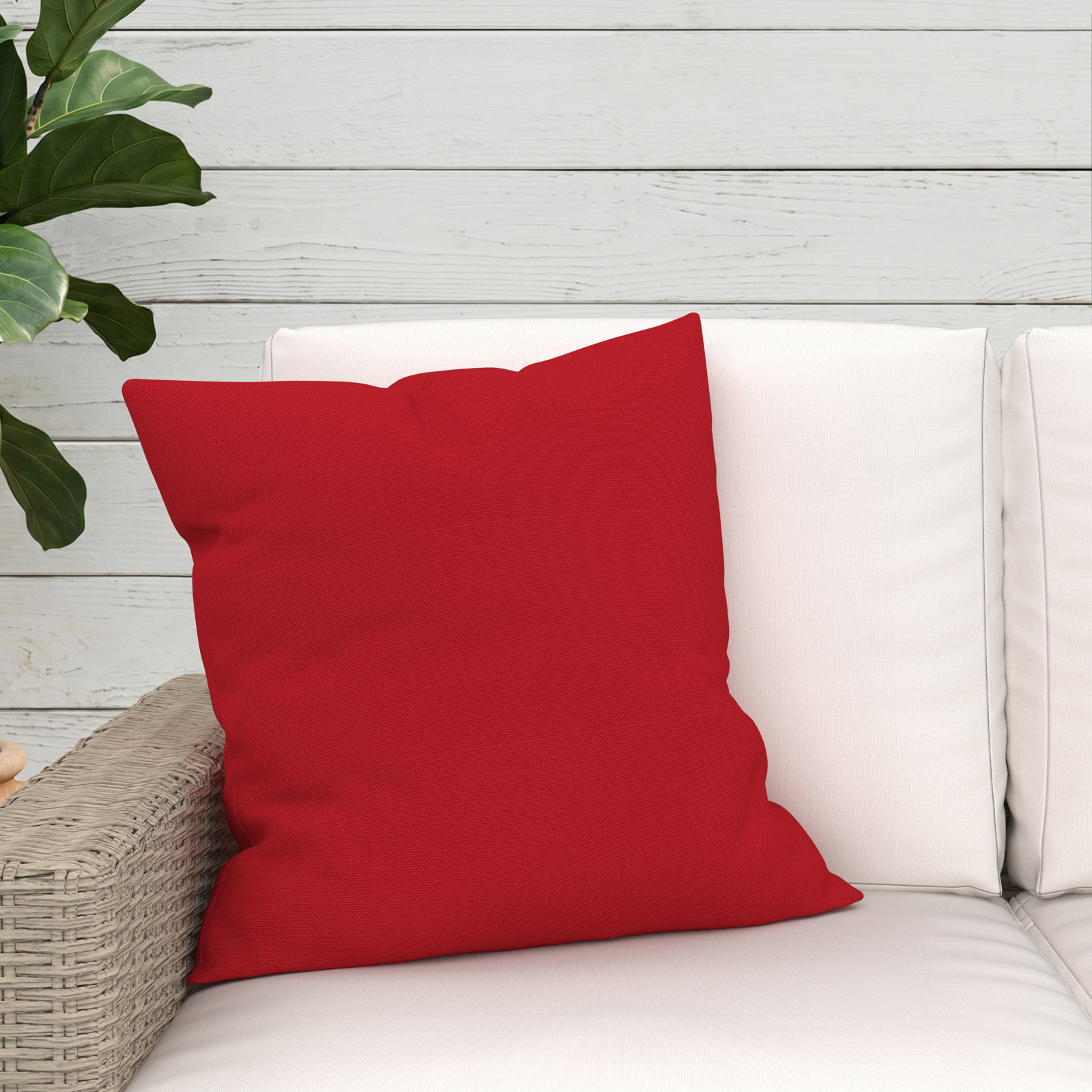 Sunbrella® Throw Pillow, Square 20", Canvas Jockey Red Sunbrella® Canvas