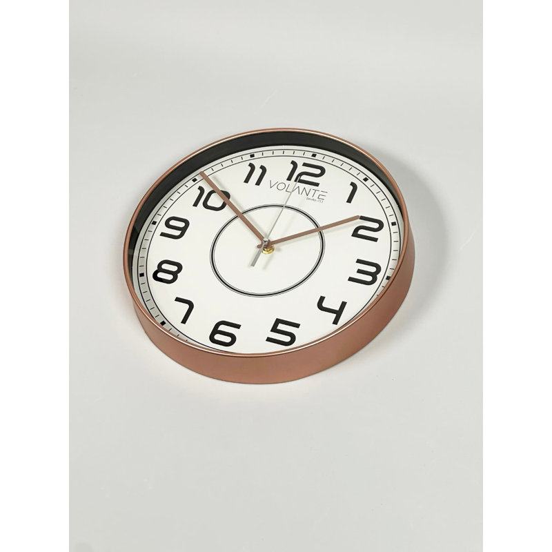 Horloge murale décorative en bronze, 11,8 pouces de diamètre | Corps 100% plastique, couvercle en verre véritable, épaisseur: 1,8 po | Conception élégante pour la décoration de la maison et du bureau, parfaite pour le salon ou la cuisine