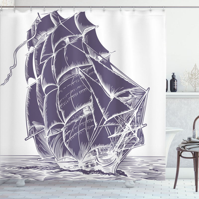 Shower Curtain with Hooks Included, 75"H x 69"W