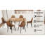 de salle à manger en bois naturel MDF de deux pièces: table de style médiéval avec base en métal noir, 6 + 2 chaises en suède brun (2 gratuites)