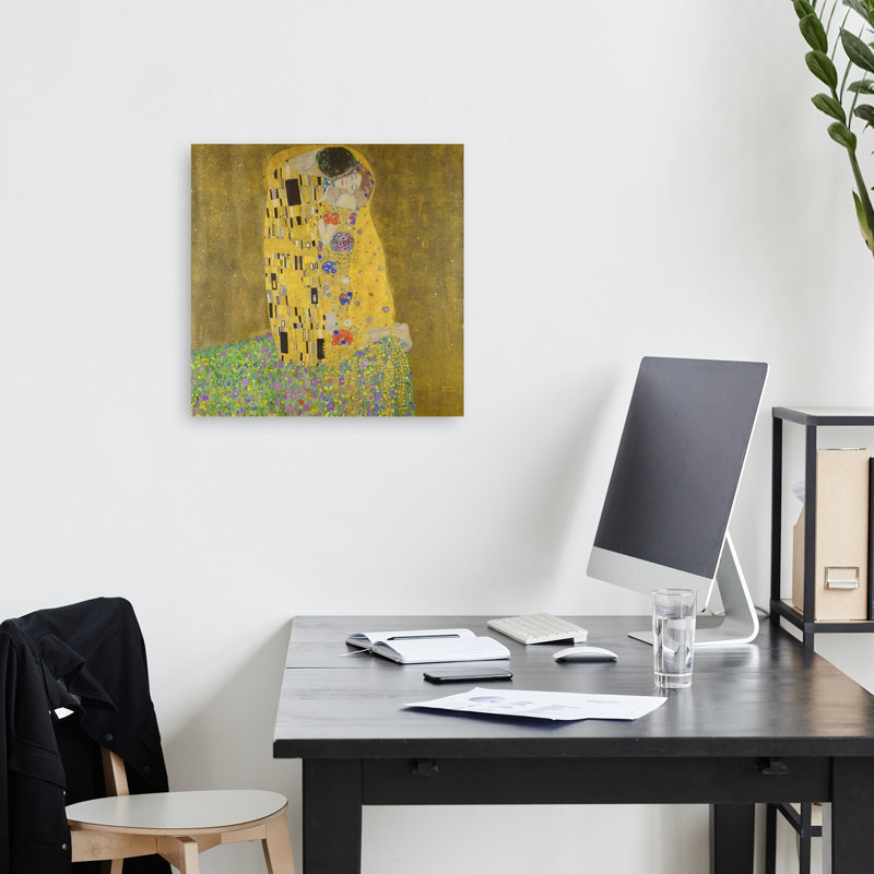 Le Baiser, estampe d'art mural abstrait contemporain de 1907-1908, H 18 po x l 18 po