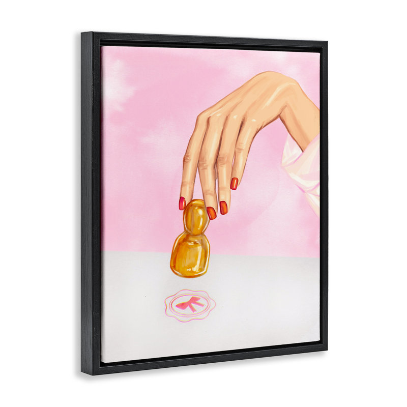 Cadre flottant à motif de nœuds roses, par Ziwei Li, Cadre flottant noir de jais, H 21 po x l 17 po