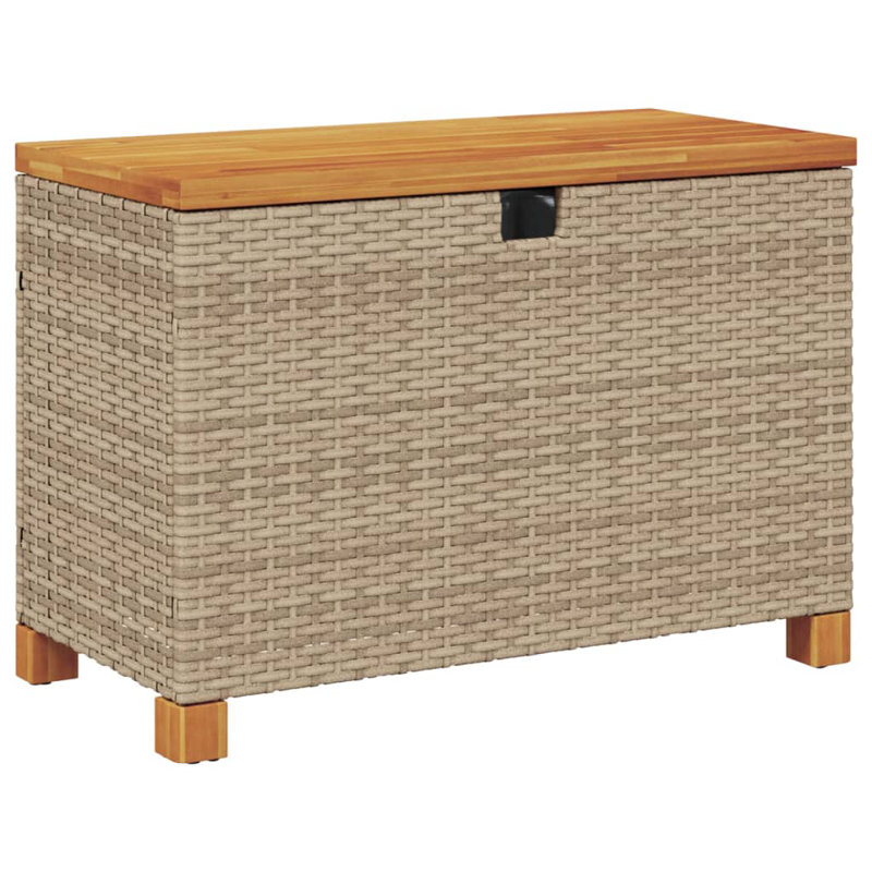 Garden Storage Box 80X40x48 Cm Poly Rattan Acacia Wood, Beige/Brown