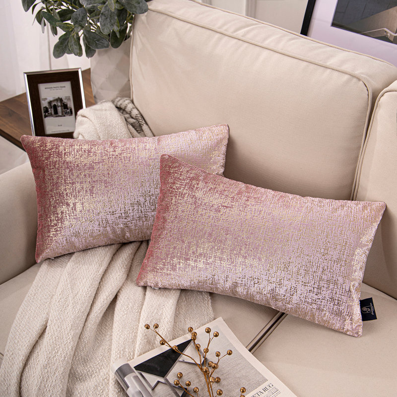 Coussin décoratif en velours texturé rose argenté, coussins décoratifs pour canapé-lit, Rectangle H 12 po x l 20 po