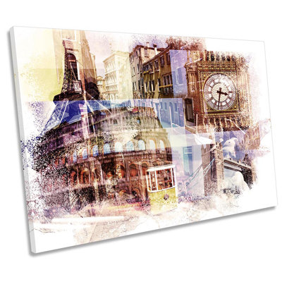 European Landmarks Travel - Wrapped Canvas Print