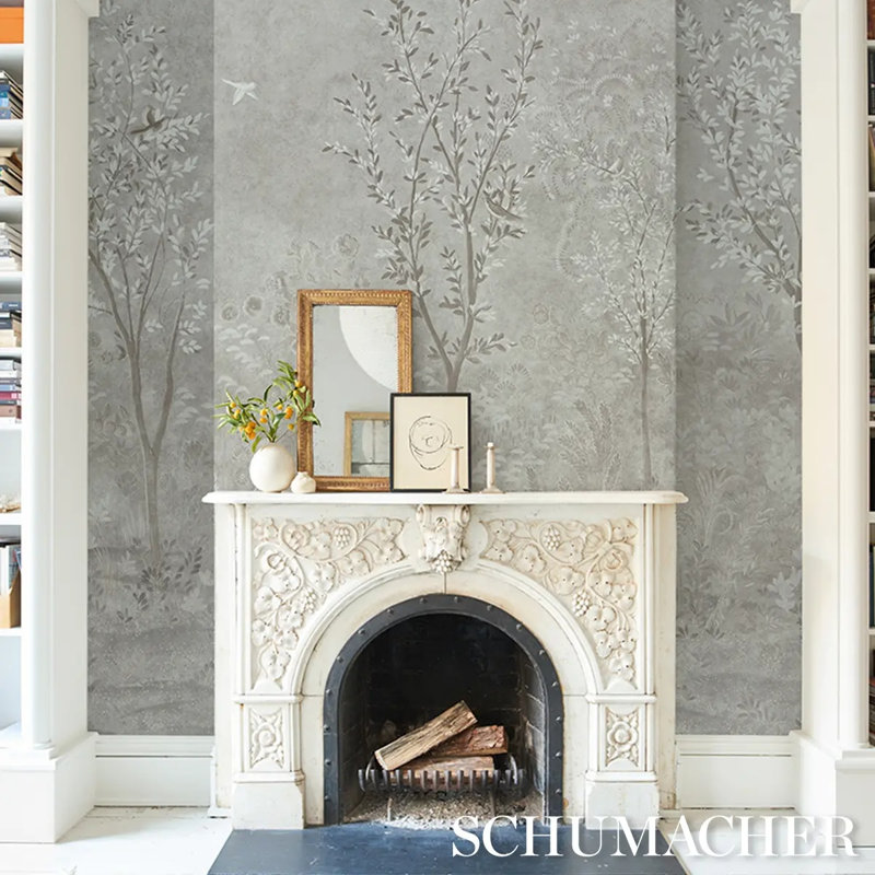 Schumacher X Colette Cosentino Wallpaper by Colette Cosentino, Gray