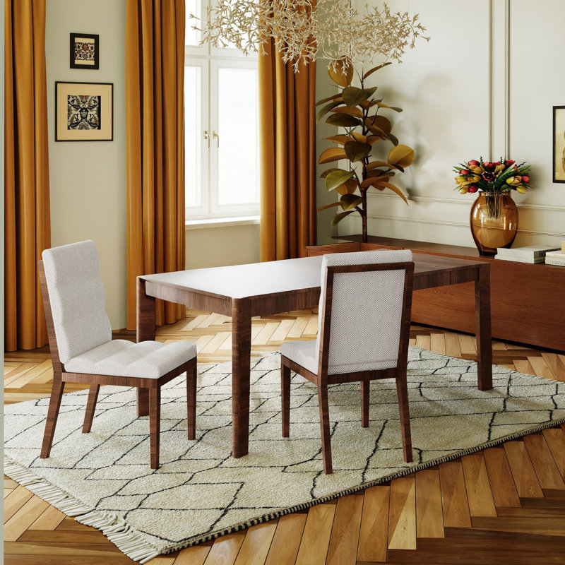 Chaises de salle à manger rembourrées modernes, Beige