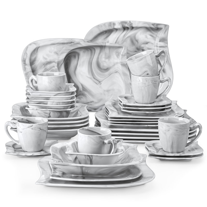 36 Piece Porcelain China Dinnerware Set - Service for 6