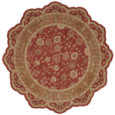 Tapis brique / brun en laine touffeté à la main Lundeen